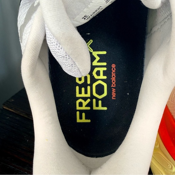 New Balance White and Yellow Athletic Shoes - Picture 9 of 11